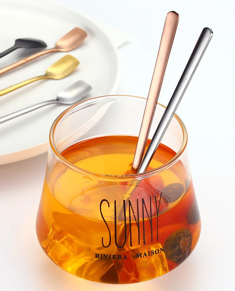 Hot sell 304 Stainless Steel Tea Coffee Spoon Long Handle Bar Stirring Scoop Dessert Spoon Latte Spoon