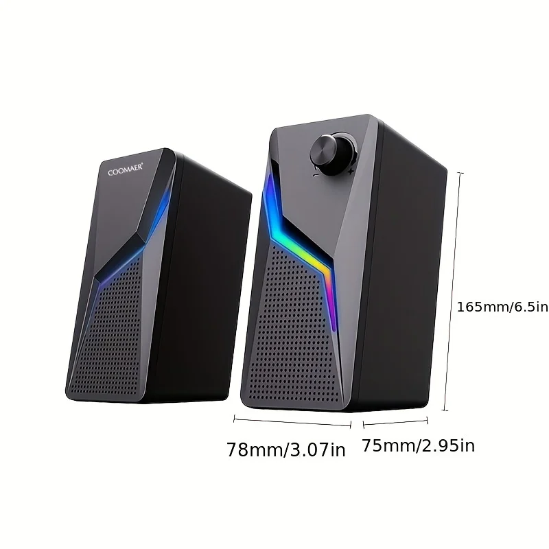 Rgb Desktop Speakers 2.0ch Stereo Pc Computer Gaming USB Powered RGB Wired 2.0 Stereo Gaming PC Speaker