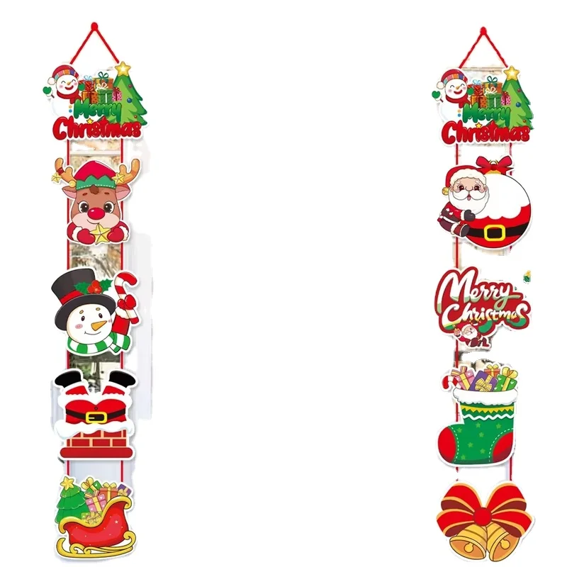 Christmas Decoration Supplies Santa Claus Snowman Cartoon Door Hanging Couplet Festive Atmosphere Decoration Pendant