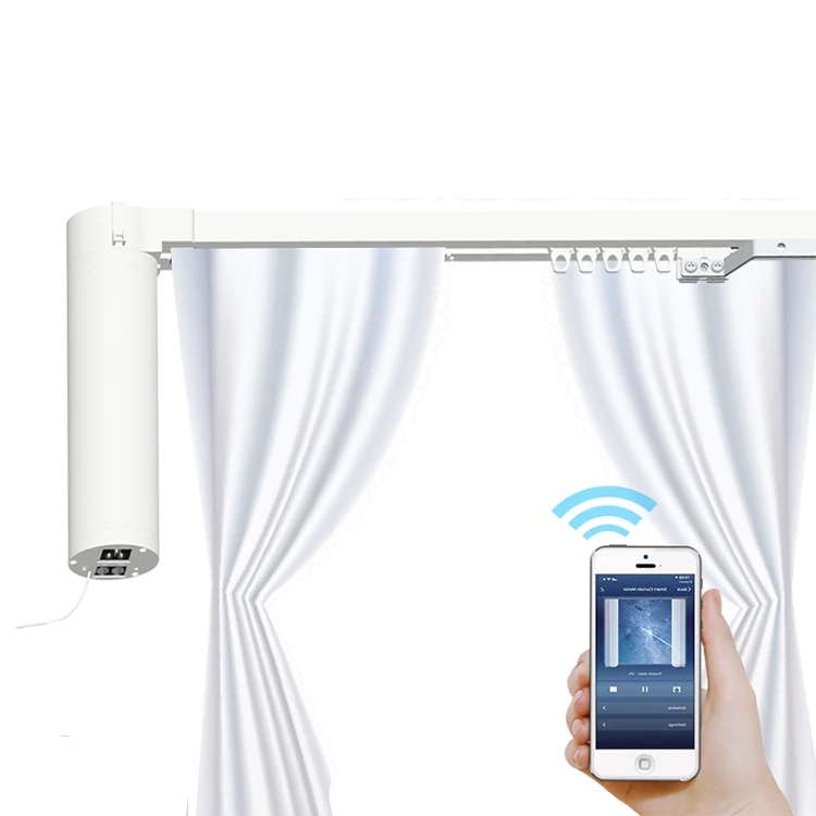 SHUWEI China Manufacture Tuya Wifi Smart Home Telescopic Curtain Track And Motor