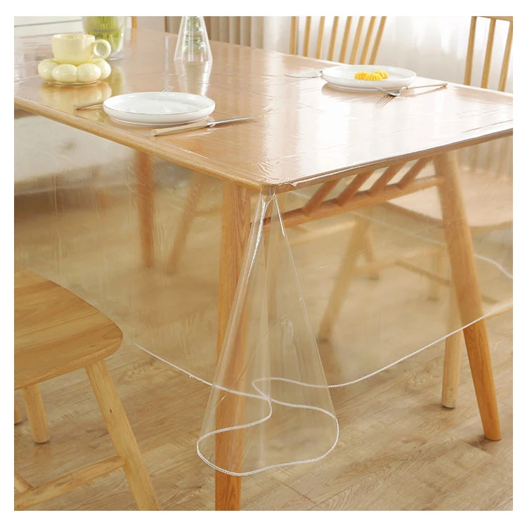 Customized Pvc Waterproof Oil Soft Film Clear Coffee Table Cover Desk Protector Pvc Tablecloth