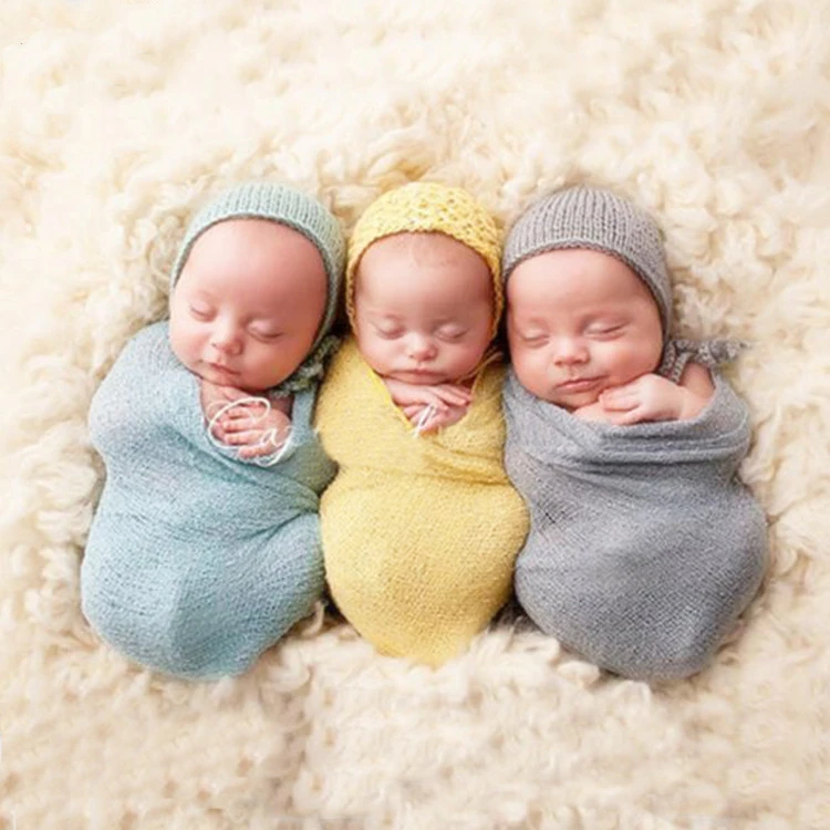 Solid Color Cotton Stretch Newborn Baby Photography Wrap Blanket Baby Photo Props