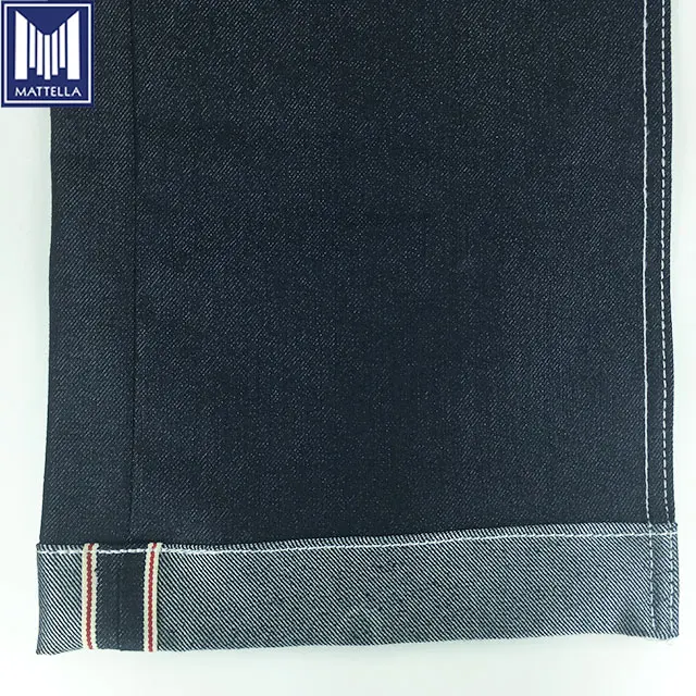 Low wholesale price small quantity japanese stretch twill denim fabric selvedge raw denim
