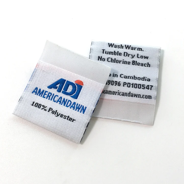 Personalized Loop Fold Cloth Wash Instructions Care Woven Labels With Washing Mark