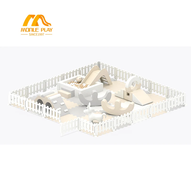 MONLE Customized softplay equipment gold and white playground soft play set wholesale