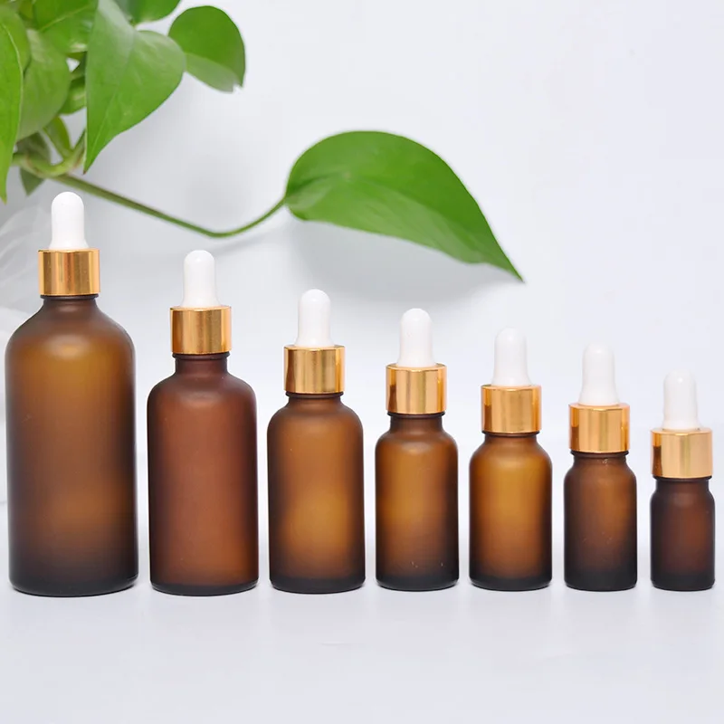 5ml 10ml 15ml 20ml 30ml 50ml 100ml Serum Amber Frosted Cosmetics Glass Oil Bottle Dropper Bottle Tincture Bottles With Dropper