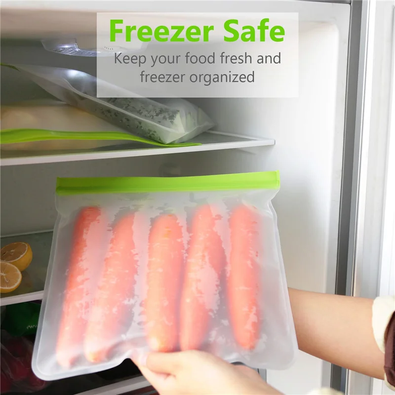 Food Grade BPA Free Silicone Reusable Food Storage Freezer Fruit Sandwich Snack  Bag For Kids