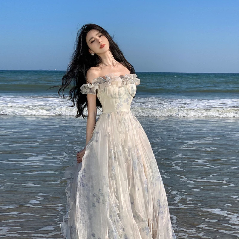 DY609  New 2024 Summer Chic print short Sleeve Midi Dress Ladies Sweet Dresses Women Clothes 6