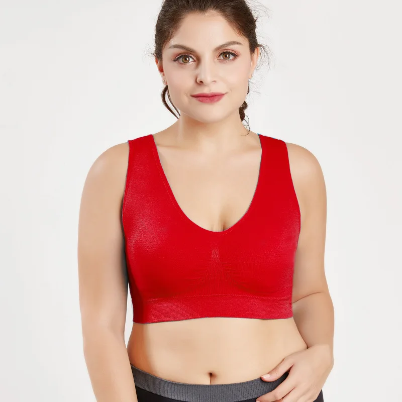 S-6XL Plus Size High Impact Fitness Wear Sports Tops Wire-Free Running Bras Plus Size Comfortable Yoga Bra With Removable Pads