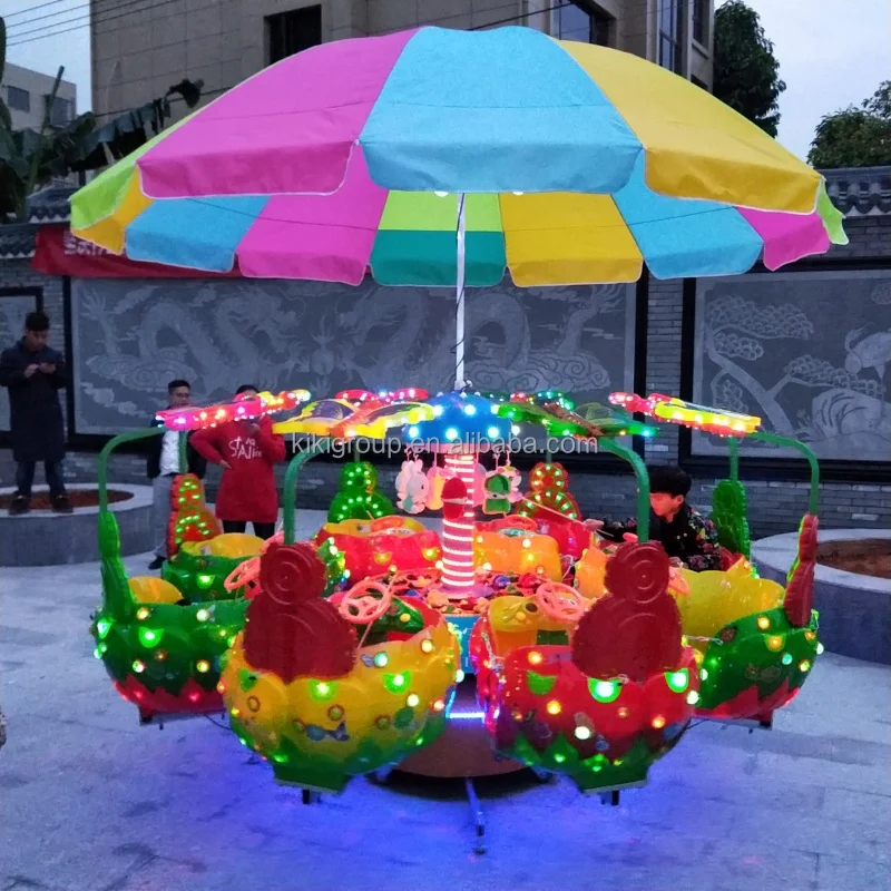 Commercial 6 children luminous with fishing games playground large carousel horse ride for kids