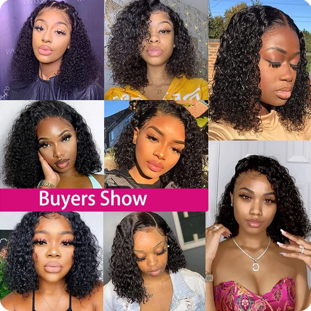 Short Kinky Curly Bob 12A Malaysian Lace Front Human Hair Glueless Wig