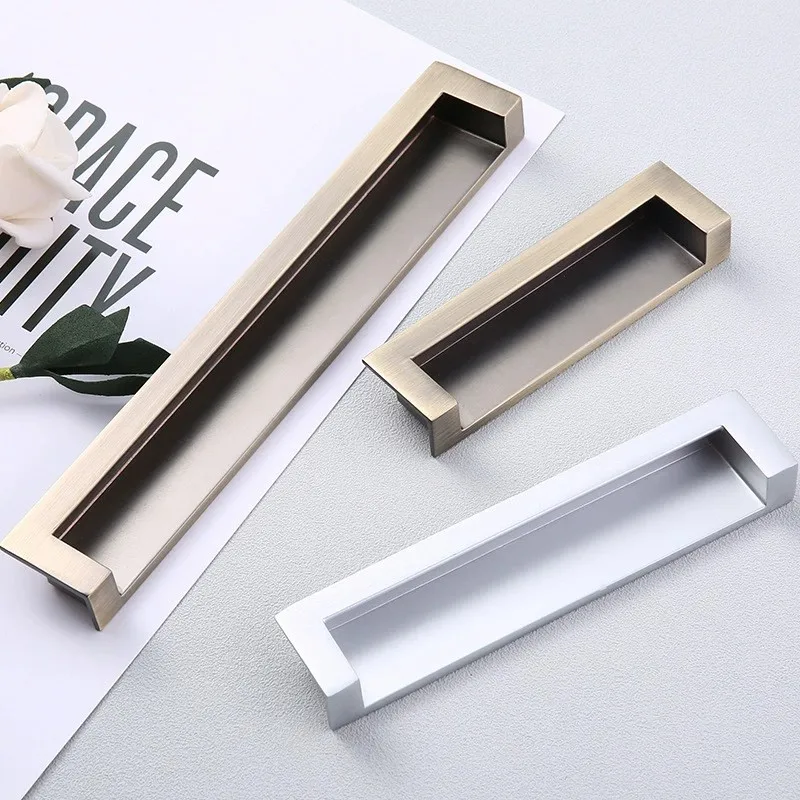 Closet pull simple recessed handle cabinet door closet drawer handle recessed handle light luxury pull