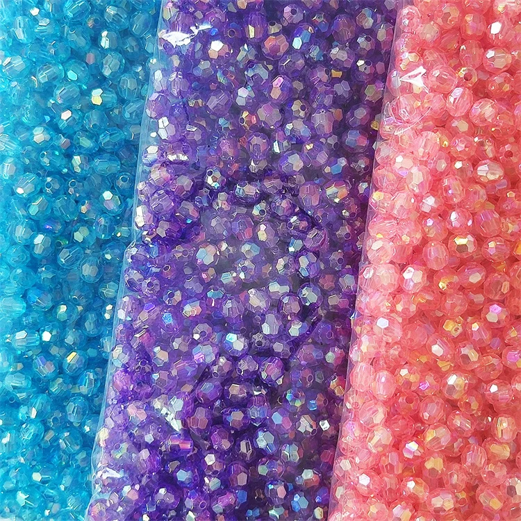 6-10mmAB Color transparent 32 section acrylic corner beads handmade beaded DIY jewelry production