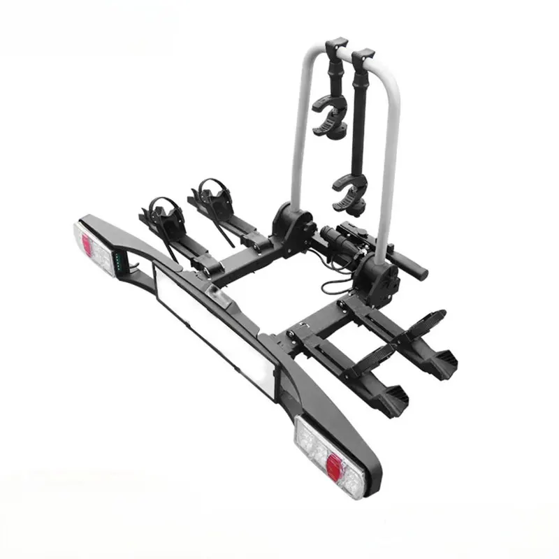 factory whole sale hitch mount rear rack 2 bikes carrier foldable bike rack with tail signal light for cars