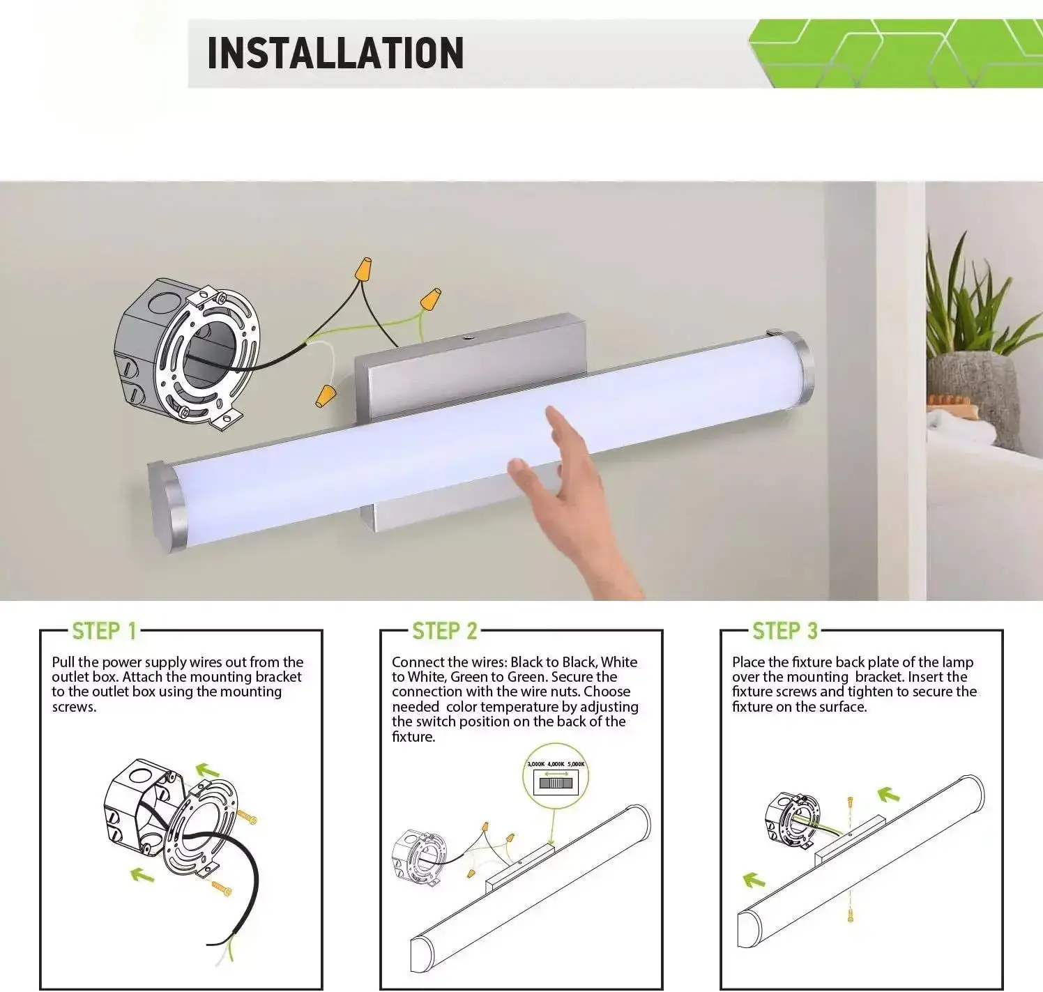 LED Dimmable Wall Sconce Mirror Light for Bathroom,24In Brushed Nickel LED Bathroom Vanity Lighting,16W,1400LM,2700K-5000K,ETL