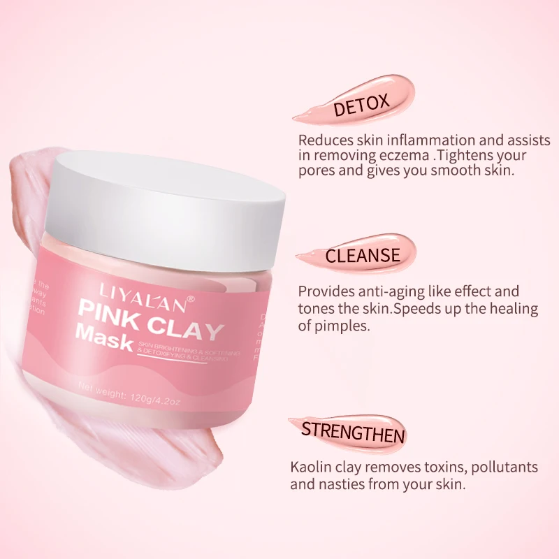  OEM Custom French Organic Face Face-pack Clay Shrink Pores Pink Mud