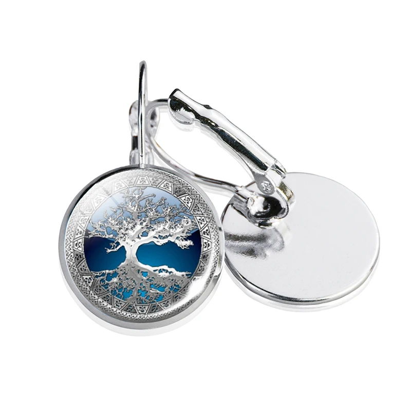 Celtic Tree of Life Drop Earrings Fashion Glass Cabochon French Ear Hook Classic Art Photo Jewelry for Women and Girl