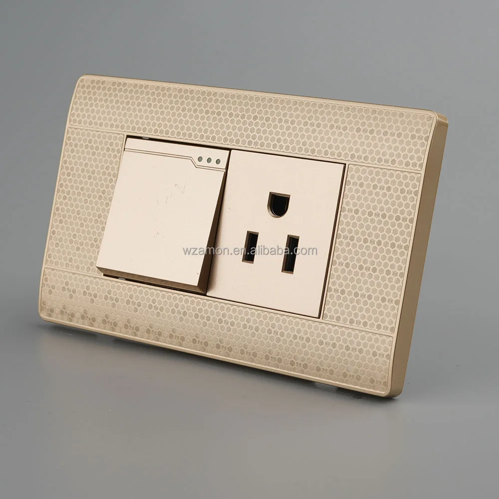 luxury modern gold wholesale 15a 110v 220v 3pin plug outlet with usb port socket switch wall
