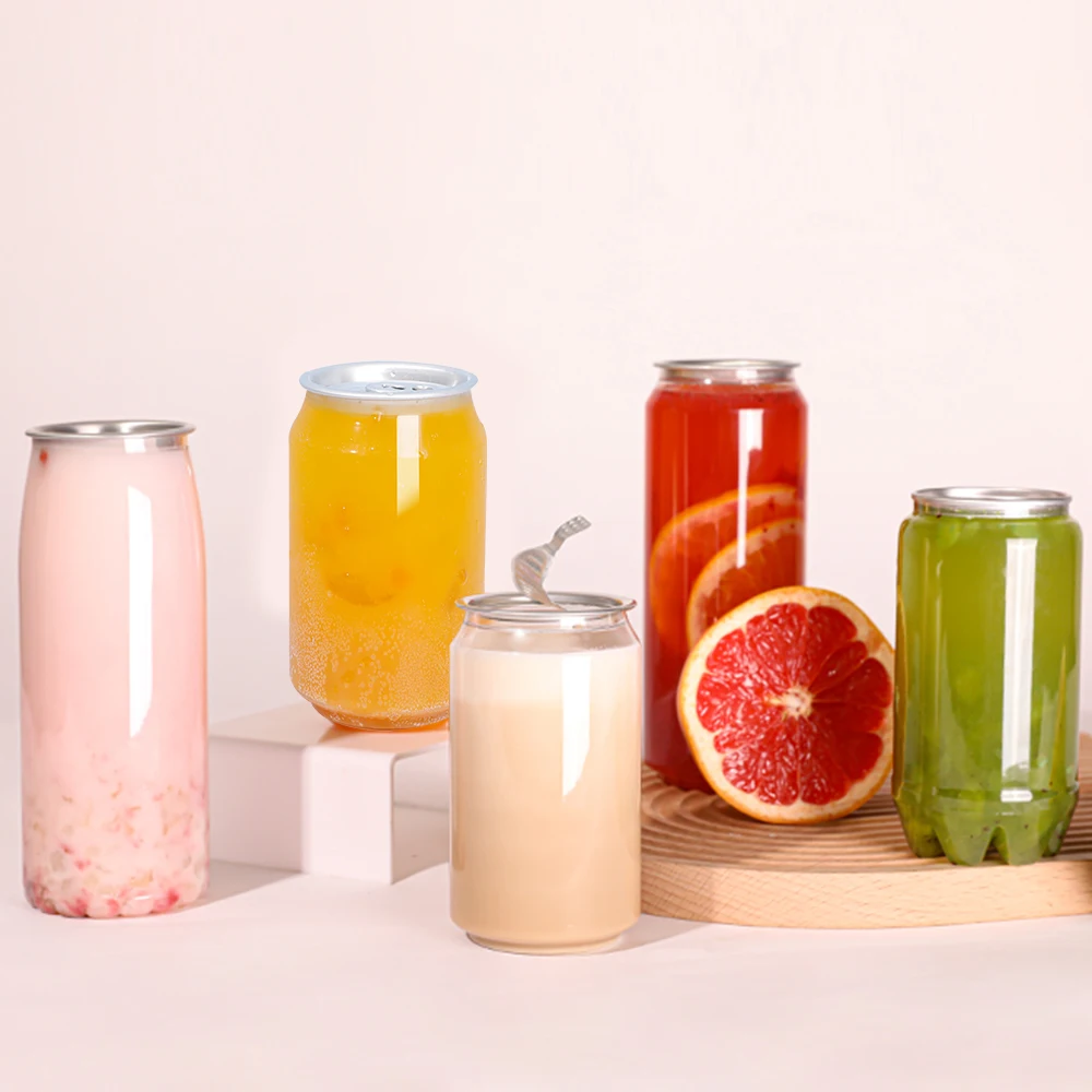 2023 New beverage cans 250ml 330ml 500ml 650ml plastic juice bottles pet cans