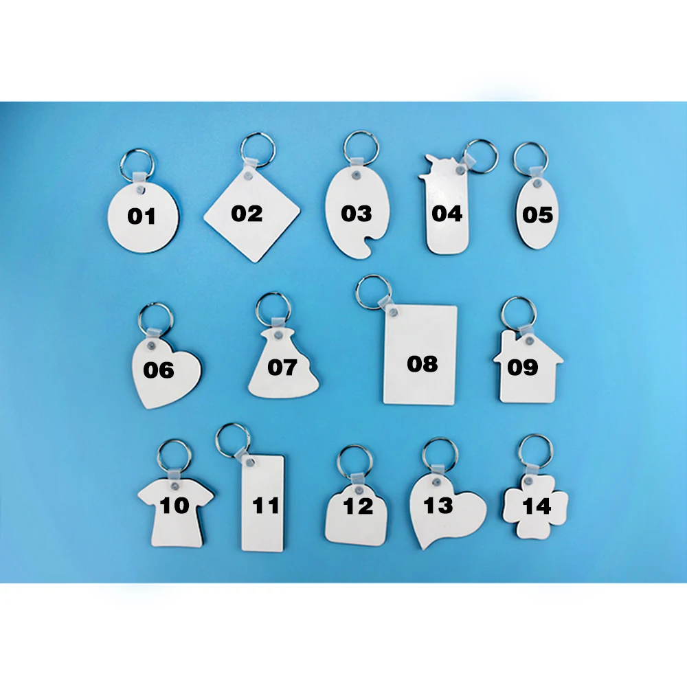 Пустой МДФ сублимации брелок двухсторонняя печатная кольцо для ключей