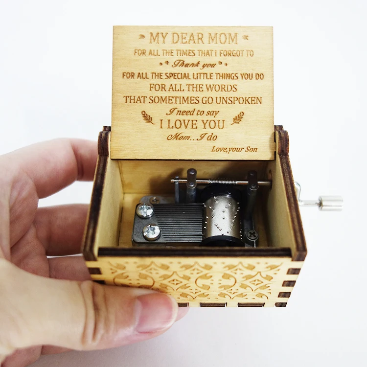 Custom Made Christmas Hand Crank Wooden You Are My Sunshine Music Boxes Music Box to Daughter