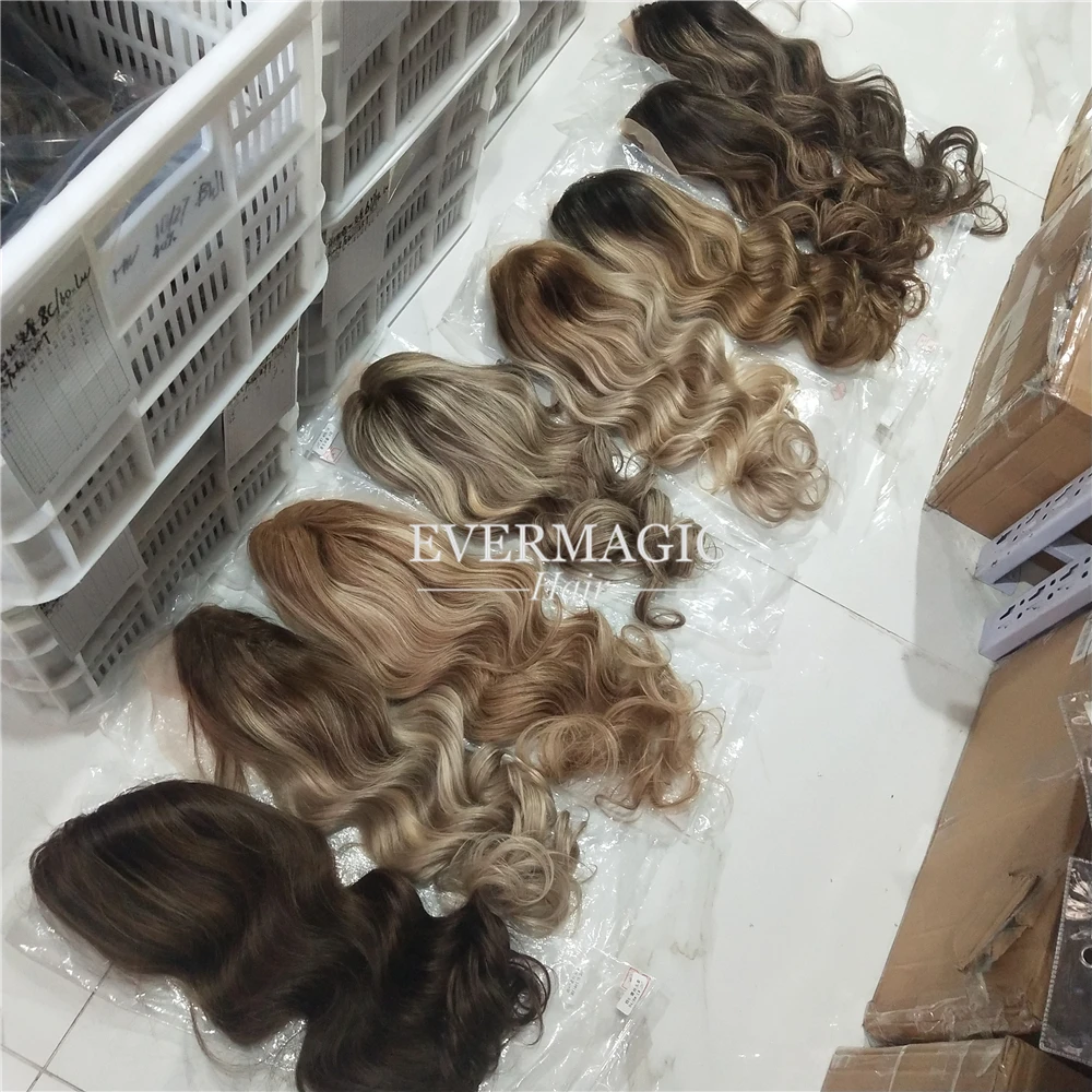 
ash brown balayage color lace frontal wigs Ombre brown color human hair wigs 