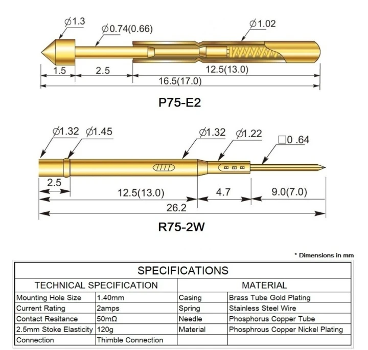 
Pogo Pin P11/P048/P058/P75/P160/P038 Test Probe pin and receptacle used in machine 