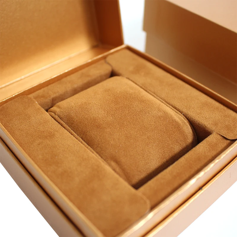 Custom Luxury High Quality Kraft Paper Watch Box Single Matte Empty Case Embossed Logo Stamping Handling Coated Paper Box