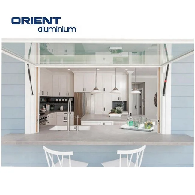 Aluminium Bi fold Window Fold Up Glass Windows American Vertical Roll Up Grid Folding Window For Bar Shop Coffee