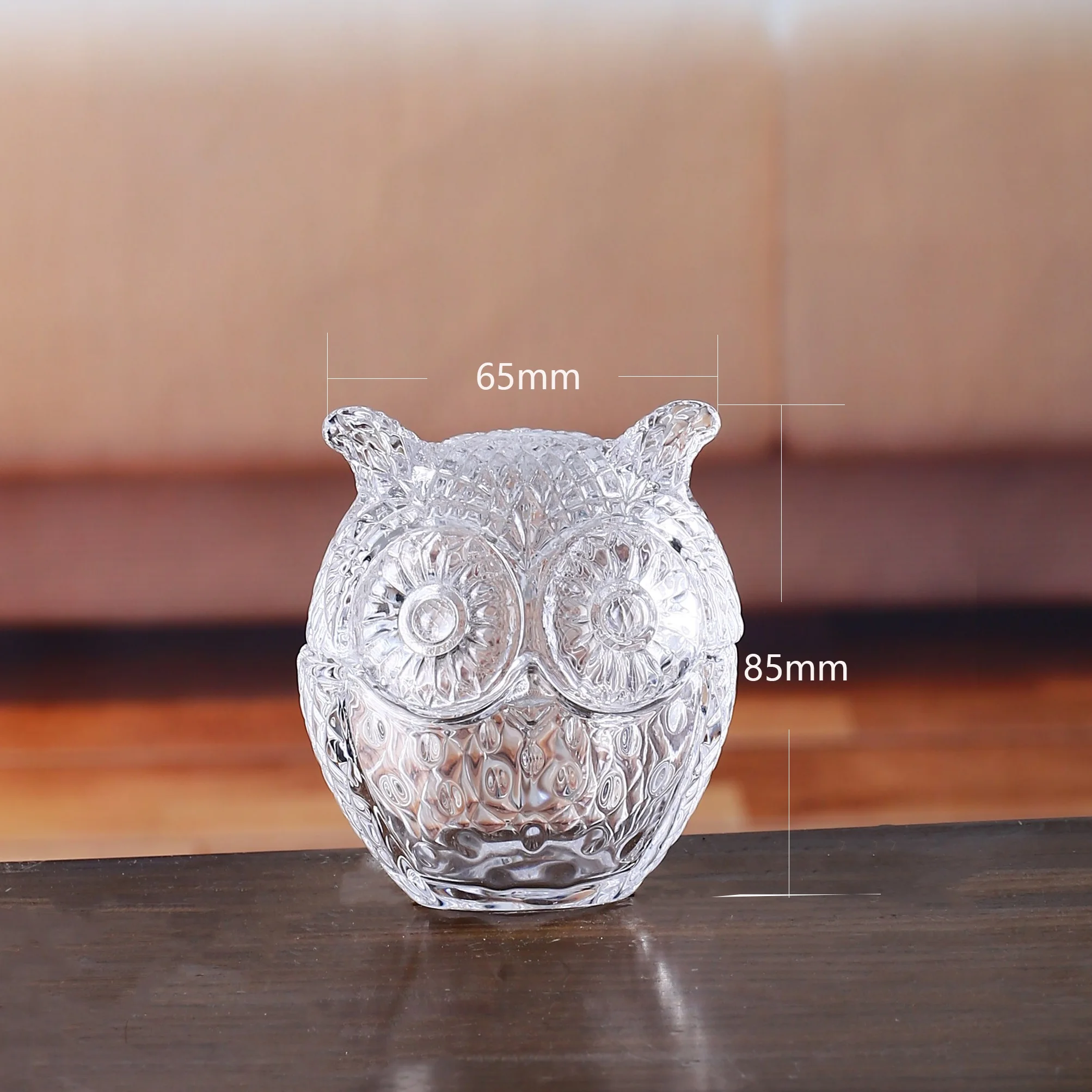 Clear glass candle holder jar owl shaped elegant decoration jar cut glass candle jar