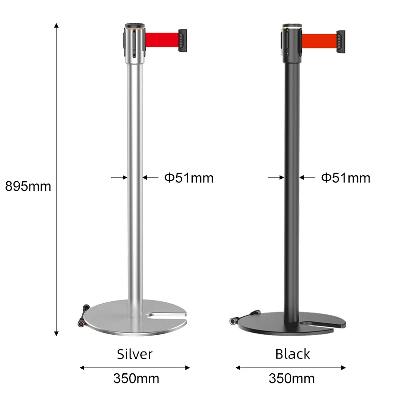 Stackable U Shape Type Base Airport Railway Crowd Control Roller Queue Barrier Pole Retractable Belt Post Stanchion With Wheel