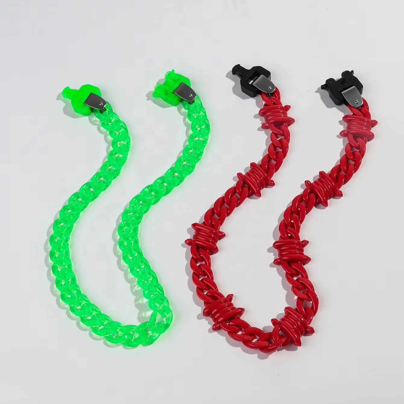Hiphop 2024 Fashion Personality Nightclub Jewelry Choker Colorful Buckle Resin Thorn Chain Acrylic Necklace for Men and Women