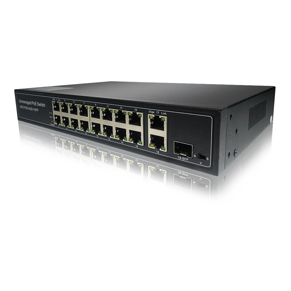16 port 10/100Mbps 250m long range 1 x Gigabit SFP uplink unmanaged Network PoE Switch for IP Camera Wireless AP