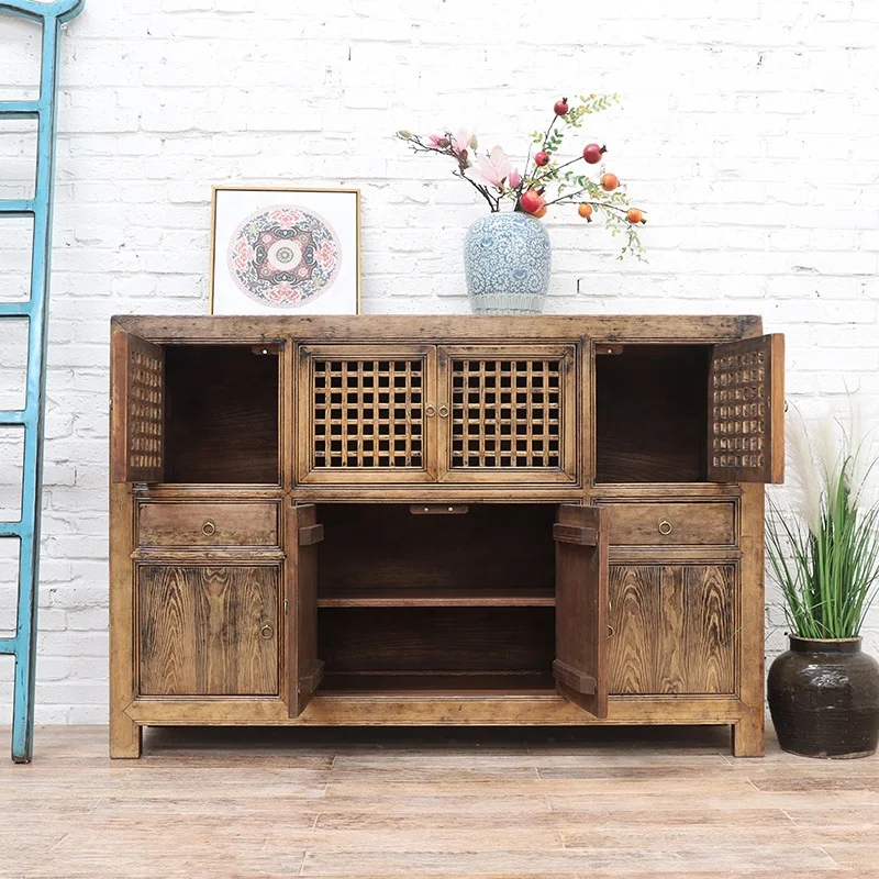 Chinese Antique Wooden Storage Cabinet China Hutch Cupboard Wardrobe Cabinet Display Shelf Dining Kitchen Cabinet Sideboard