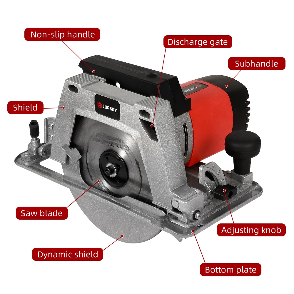 LURSKY 2150W 215mm multi function handheld electric circular saw for cutting wood plastic aluminum profiles