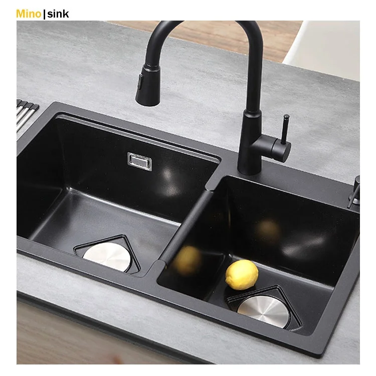 304 Stainless Steel Large Basin Single Double Bowl Black Rectangular Brushed China Inox Kitchen Sink Complete