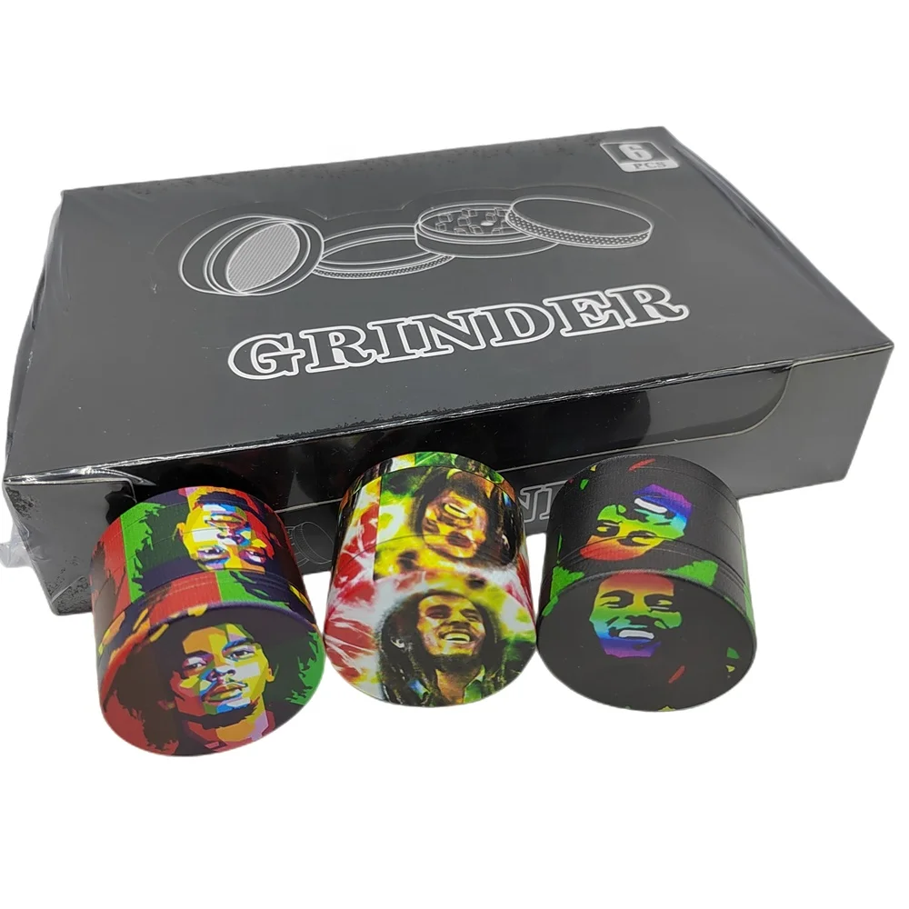 Wholesale 50mm Custom Zinc Alloy metal manual herb grinder with full printing