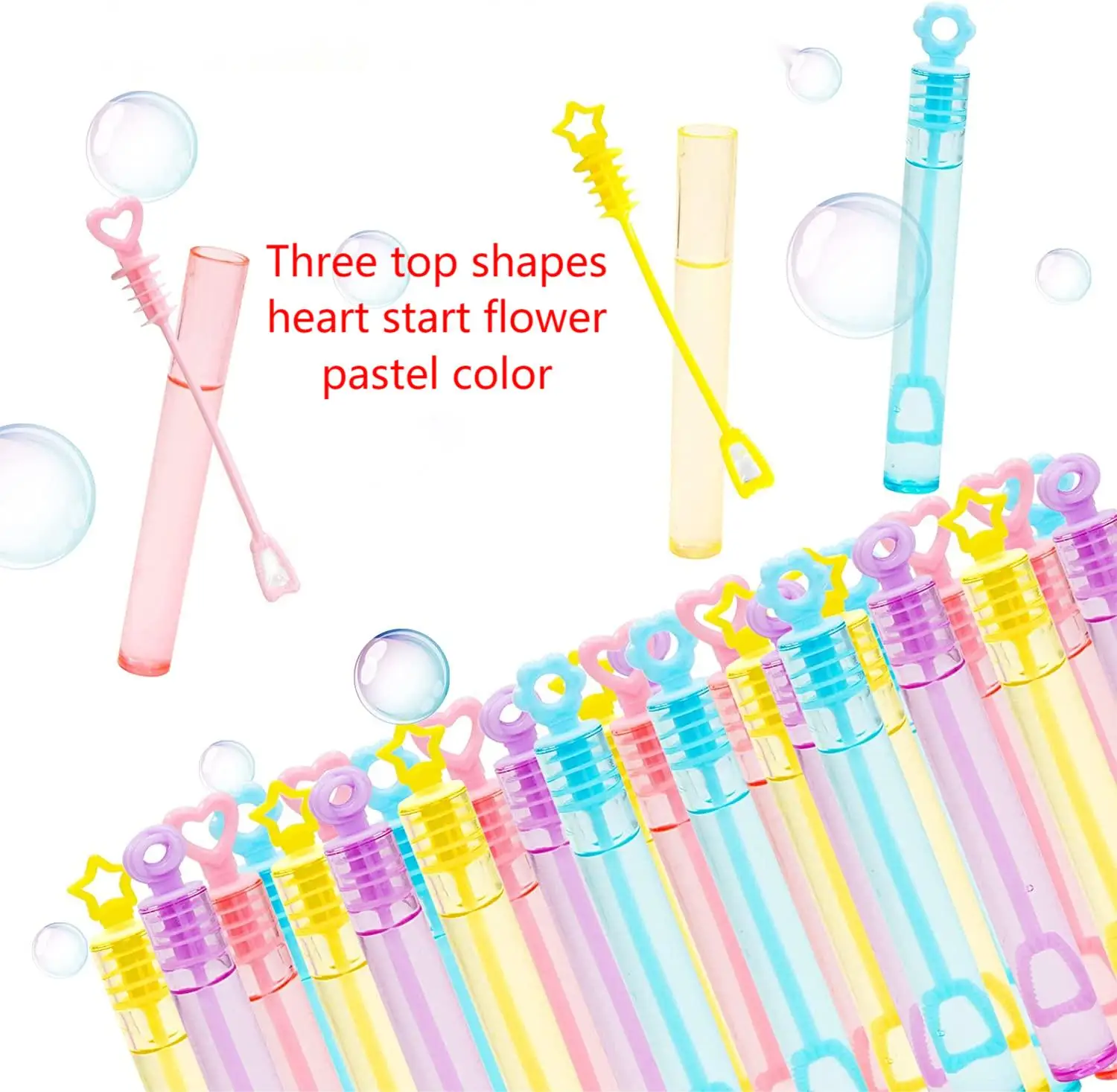Pastel Mini Heart Star Flower bubble Wand Assortment Colorful Mini Bubble Wands For Party Favors