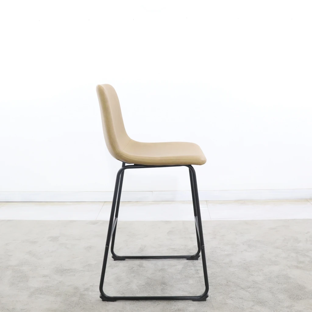 New brown modern luxury PU leather seat high bar chairs metal height gray bar chairs bar stool