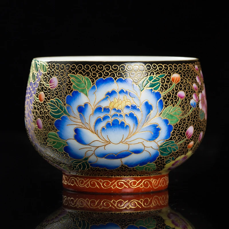 Pure handmade ceramic tea set fillet enamel white handmade household sample tea cup high-grade gift box loaded beautiful tea set
