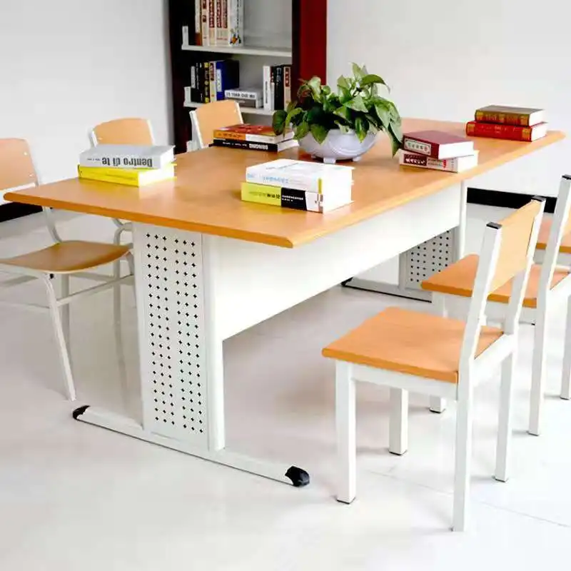 School library reading room tables bookstore meeting room study desk for students steel wood conference table and chairs set