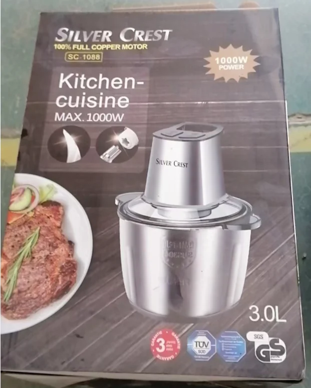 Серебряный крест бытовой 3L нержавеющая сталь электрическая мясорубка из нержавеющей стали высокого скорости с 4 лопасти для