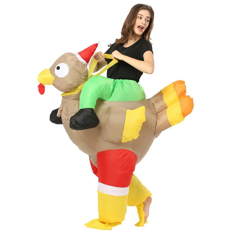 Hot Style Funny Halloween Polyester Free Size Colorful chicken Inflatable Costume suit