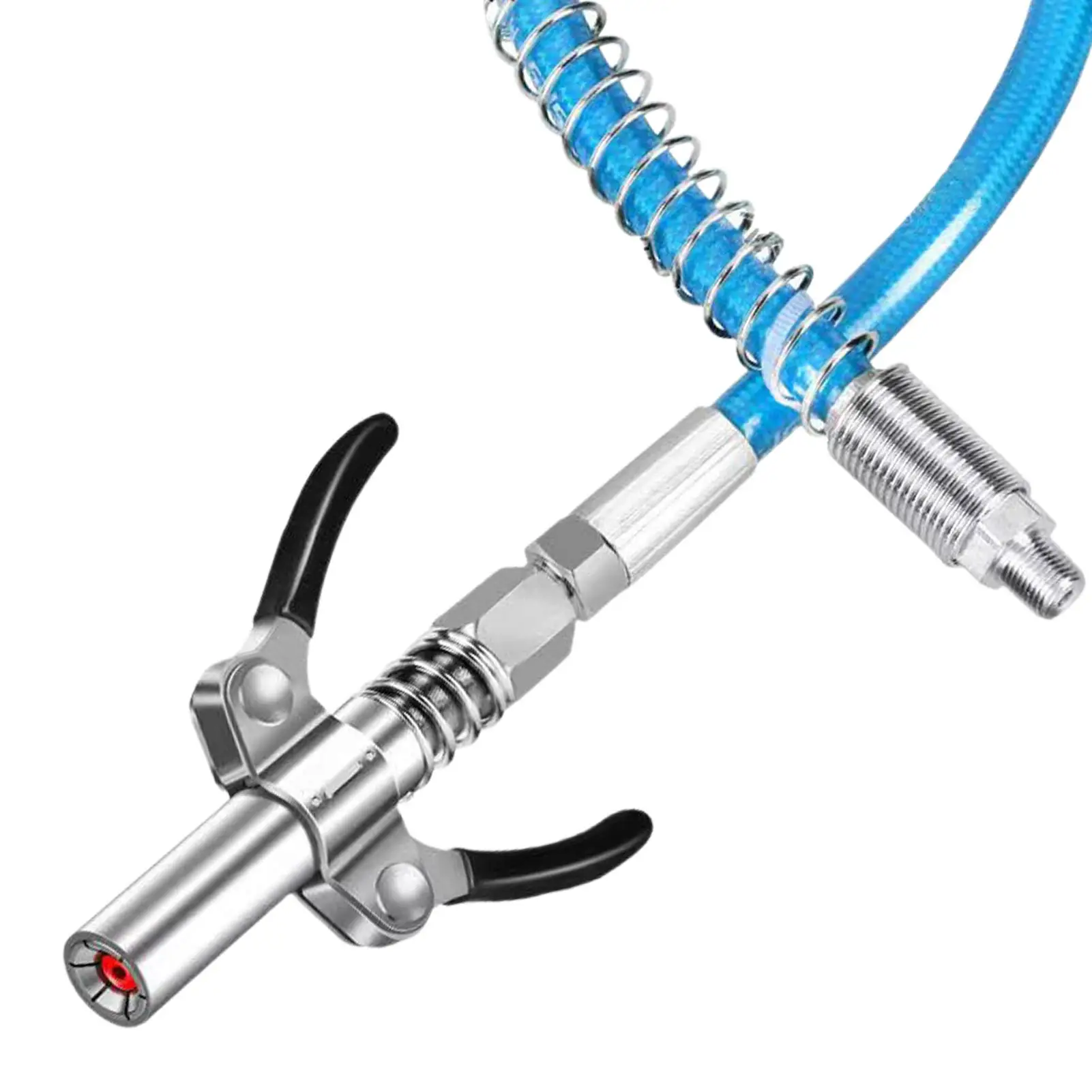 10000 PSI Grease Tool Coupler Heavy-Duty Quick Lock and Release Double Handle Stainless Steel NPTI/8 Leak-Free Grease Tool Tip