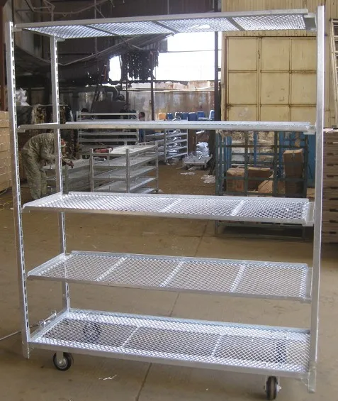 UK Hot Sale Greenhouse Light Duty Rolling Dutch Metal Flower Trolleys