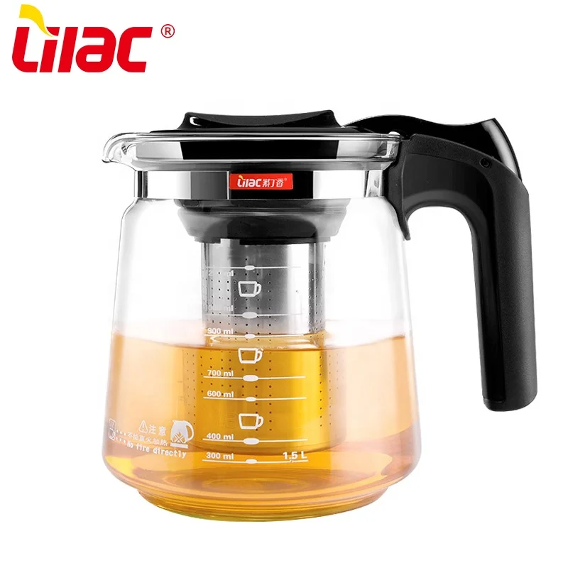 Lilac BSCI SGS LFGB 1500ml glass teapot tefal kettle middle eastern tea filter glass tea pot
