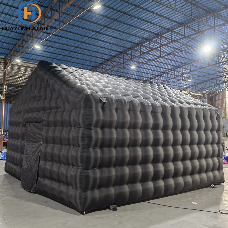 HUAYI 20ft commercial led grade Black disco light mobile night club tent  Party  inflatable nightclub for party