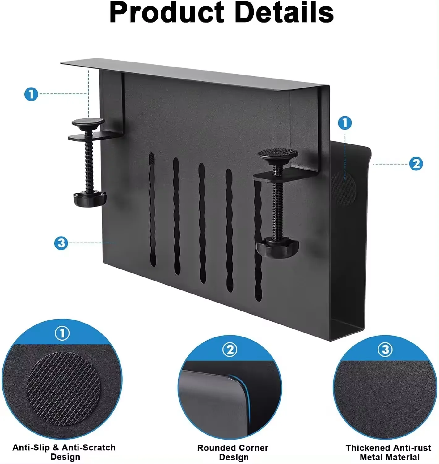 Under Desk Cable Management Tray Side Table Laptop Holder with Pen Holder