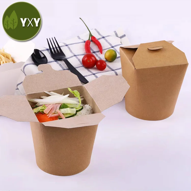 Disposable thick kraft paper lunch box packing box takeaway box instant noodle pasta paper cup