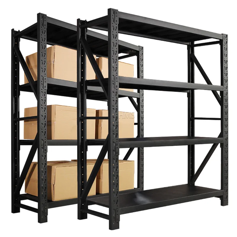 4 Tier Wholesale Black Industrial Heavy Duty Shelving Industrial Shelving Unit Warehouse Rack Storage Shelves